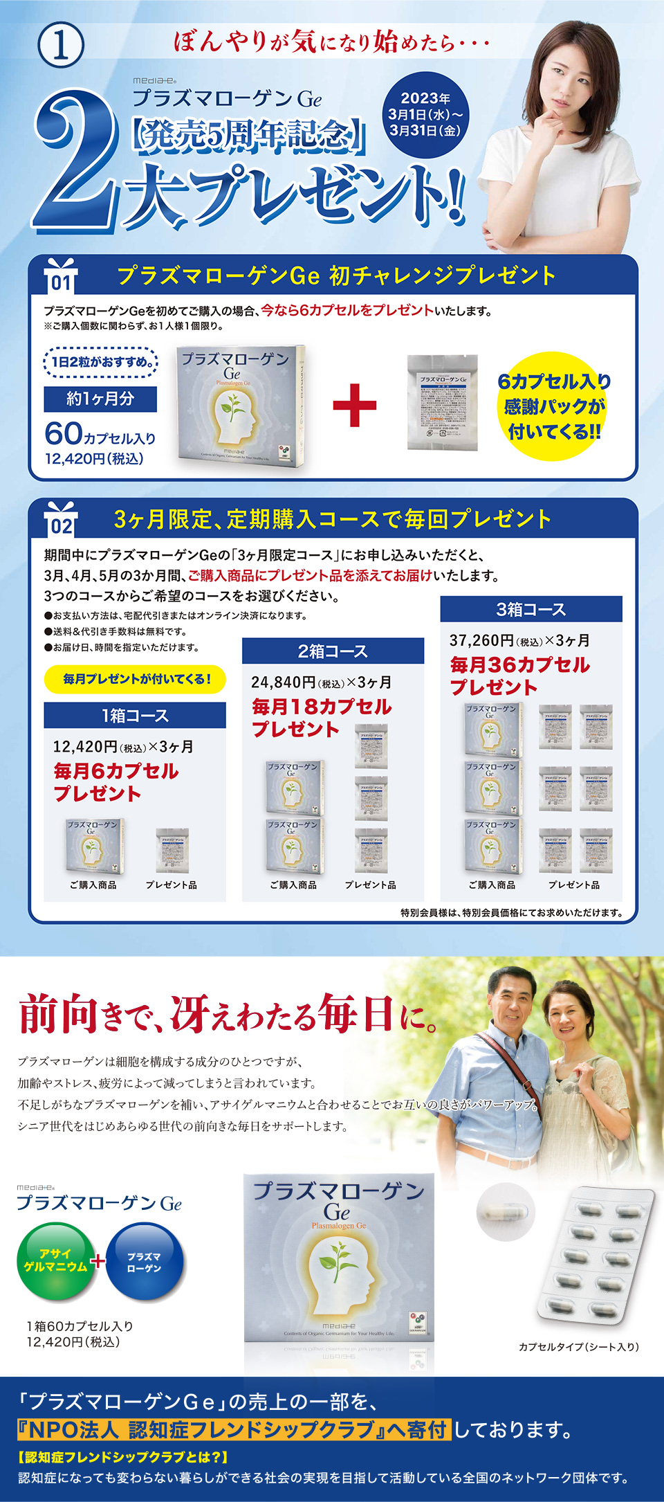 ①プラズマローゲンGe ２大プレゼント